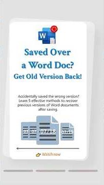 Saved Over a Word File? Here’s How to Revert to Previous Version#msword #worddocument #filerecovery