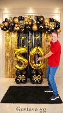Balloon Decoration for Birthdays ✨ How to make a Black and Gold balloon arch with Gustavo gg
