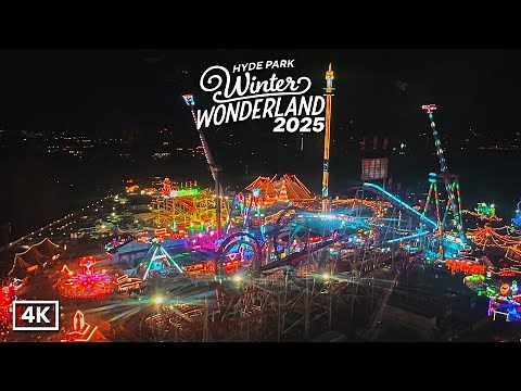 LONDON WINTER WONDERLAND 2025 🎄 Walk Through Hyde Park with BEST Festive Lights & Rides | 4K HDR 🎡✨
