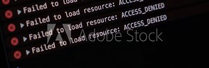 access denied messages repeating in browser console while debugging resource loading errors on dark interface screen Stock Video