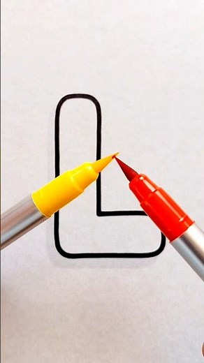 Easy Painting "L" with DOMS Brush Pens for Kids ✅️ kids drawing easy simple steps ✅️