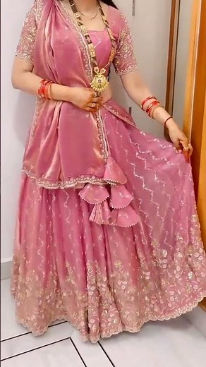 Designer Pink Lehenga Choli 👗 Stunning Wedding Party Wear Look ✨😍 #shorts #fashion #viral #lehenga