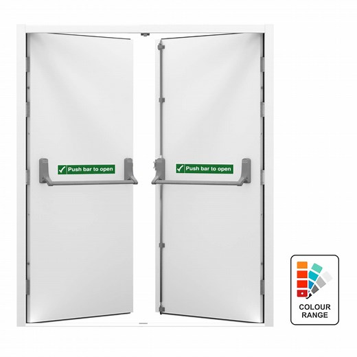 Double Fire Exit Door with Panic Bar | Latham's Steel Doors