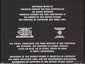 20th Century Fox/20th Century Studios (1996) [VHS] End Credits - FAST in 1 minute