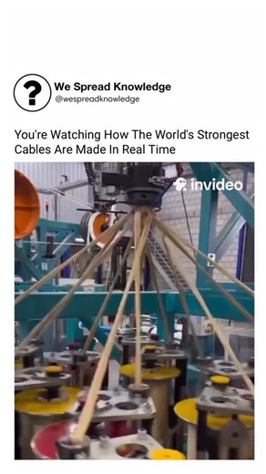 We Spread Knowledge on Instagram: "You’re watching how the world’s strongest cables are made in real time through high-tensile steel drawing, strand twisting, and precision layering, where raw metal is transformed into ultra-durable load-bearing cables. Each step involves extreme tension control, heat treatment, and stress testing to achieve maximum tensile strength, flexibility, and fatigue resistance. This real-time process showcases industrial engineering, material science, structural resilie