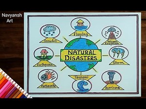 Types of Natural Disaster drawing step by step / Natural disaster project chart drawing easy