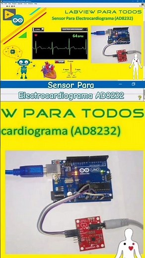 👉🏻Sensor para electrocardiograma AD8232 con #labview y #arduino 🫀👨🏻‍⚕️