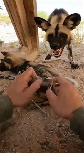 Hands Peeling Netting in a Tight Rubble Corner