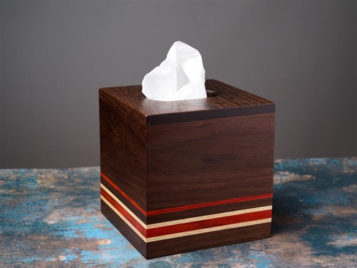Elegant Wooden Tissue Box Cover - Peruvian Walnut and Bloodwood - Etsy