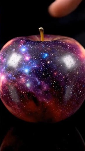 Cutting a Galaxy Apple in Half! 🔪✨ | Unreal Cosmic Fruit #shorts