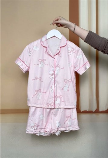Easter Cartoon Rabbit Print Pajama Set for Kids