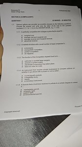 Economics P2 Grade 12 Prep. Exam. SECTION A (COMPULSORY) QUESTI... | Filo