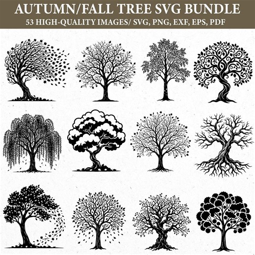 Autumn Tree SVG, Fall Tree PNG, Tree Svg Clipart, Autumn Leaves Tree SVG, Cricut Tree Cut File, Svg Cricut, Svg Bundle, Laser Engraving Svg - Etsy