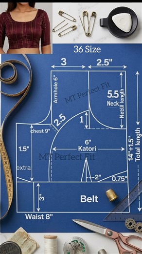 Perfect 36 Size Single Katori Blouse Drafting Ideas 😍 #shorts #shortsfeed #youtubeshorts