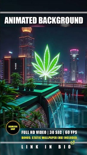 Animated Background - Weed Rooftop Lounge, Neon Cityscape, Urban Night Live Stream Loop