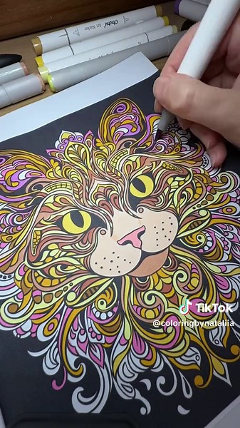 The Satisfying Process of Coloring mandala cat #creative #videoviral #mindful #relaxing #colring #mandala #coloring