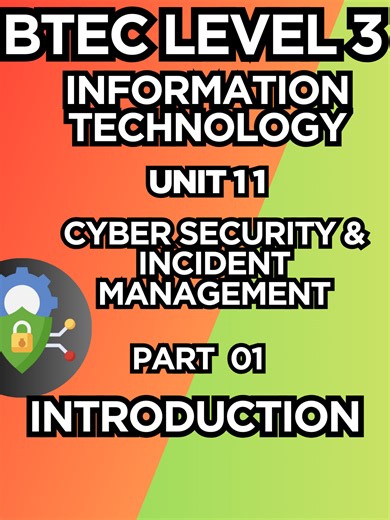 BTEC Level 3 IT: Cyber Security & Incident Management Introduction