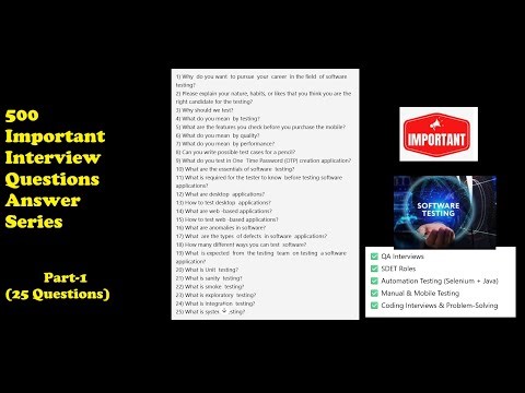 #1 Top 25 Important Software Testing 🎯Interview Questions | QA & SDET Preparation (Part-1)