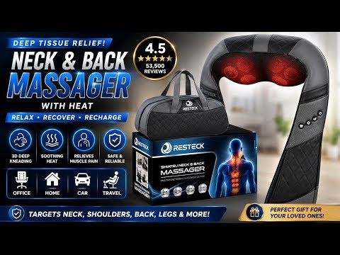 RESTECK Shiatsu Neck & Back Massager Review | Deep Tissue Massage with Heat