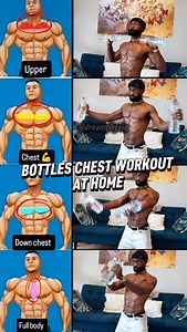 1.2K views · 43K reactions |  Chest workout à la maison avec seulement des bouteilles ! On cible haut de poitrine, milieu, bas et ligne centrale pour un développement complet. Exécute 4 séries de 15 reps par exercice, 10 sec de récupération entre chaque. Enchaîne tout le bloc sans pause pour un maximum de pump et de résultats  #homeworkout #chestworkout #raffermirpoitrine #sport #fitness | Dream physiq | Facebook