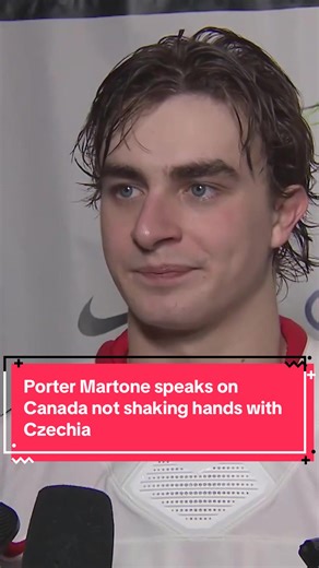Porter Martone takes the blame regarding Canada not shaking hands with Czechia in their first game. #WorldJuniors