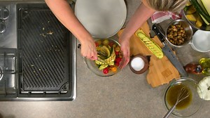 It is Jersey Fresh Zucchini Week. Learn how to prepare Jersey Fresh zucchini 4 different ways with the help Food Network Celebrity Chef Amanda Freitag. First up - a lesson in technique and your new favorite, savory way to prepare zucchini - Zucchini Panzanella Salad with Croutons and Tomatoes. For the next 3 days, we will share videos of Chef Amanda showing us her favorite ways to cook Jersey Fresh zucchini with Quick & Simple, Flavor and Chef Style recipes. We were lucky enough to taste them al