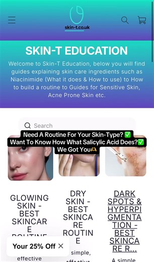 Here’s a full demo of the Skin-T website for anyone who’s been asking how to order, what to buy first, and where to find the best sellers 👇 ✨ The homepage ✨ Our Best Sellers (Vitamin C, HA, Niacinamide, Salicylic Acid, Aloe, Turmeric) ✨ The Centella Skincare Set (£24.99) ✨ Ice Roller & Gua Sha sets for depuffing   sculpting ✨ How to browse products   read benefits ✨ The Skin-T Education Centre (free routines, skin advice   guides) ✨ Step-by-step how to add items to your cart ✨ And a reminder to