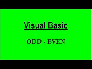 Visual Basic Program to check a number --- ODD number Or Even Number