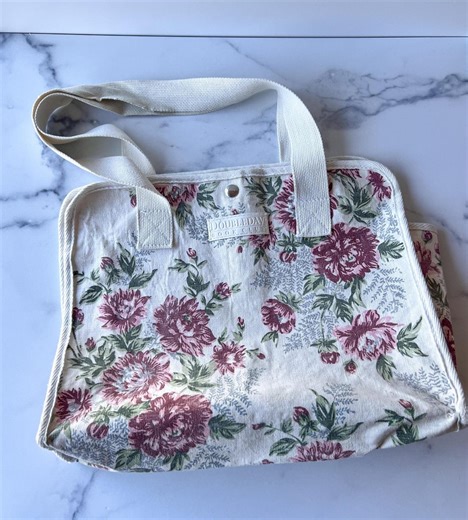 1990s Double Day Book Club Tote Bag, Floral Library Bag - Etsy