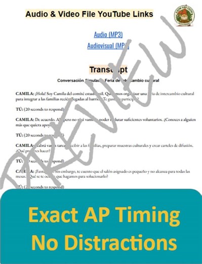 AP Spanish • Unit 1 Simulated Conversations (2-pack) w/ AUDIO, VIDEO & Exercices