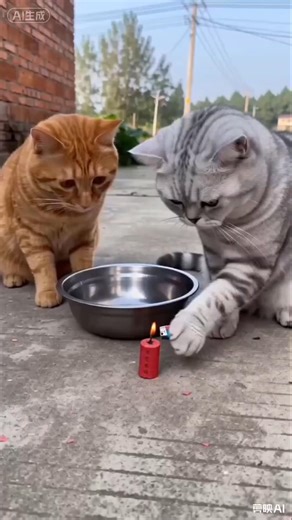 Cats Playing with Fire?! 😹🔥 Hilarious Surprise Hit! #Shorts