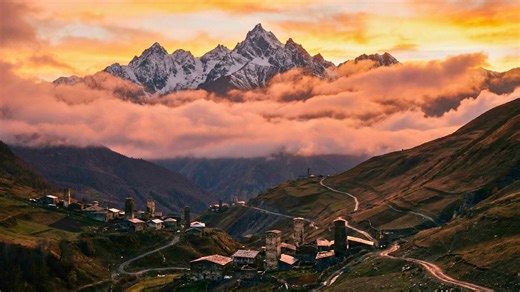 Where Europe and Asia meet in the Caucasus Mountains