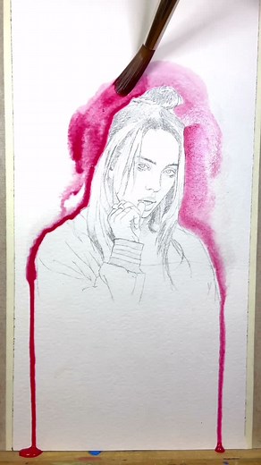 Watercolor drip effect with Billie Eilish #billieeilish #watercolor #art #🎨