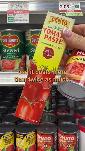 Do you buy tomato paste in a can or in a tube? #groceryshopping #tomatoes #wastenotwantnot #coo