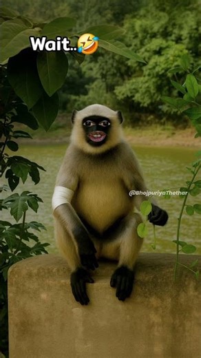 Wait...🐒🤣😂 || #bhojpuriyathethar #monkey #funny #comedy