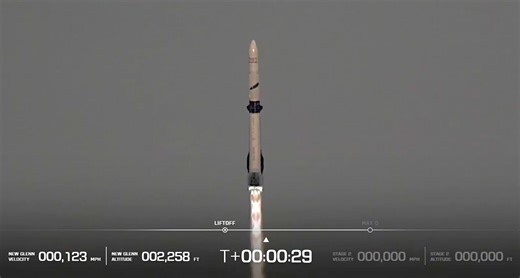 In a first, Blue Origin uses a recycled rocket to send a satellite into orbit — unfortunately, it’s the wrong orbit