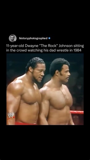 In 1984, 11-year-old Dwayne “The Rock” Johnson watched his father, Rocky Johnson, wrestle from the crowd. Growing up around wrestling, Dwayne was inspired by his father’s success in the ring. This early exposure helped shape his own future as a WWE superstar. via:@wwe | History In Pictures