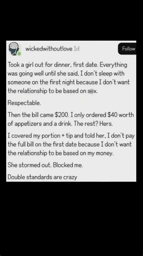 first date bill double standards 😬 | Subscribe for more #motivation 😊👍