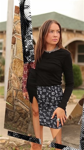 Stretch mini skirts with slit hems