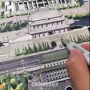 11K views · 324 reactions | #ChinaStory A talented artist drew a bird-eye view of Beijing’s central axis by freehand. | China Daily | Facebook