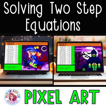 Solving Two Step Equations Halloween Math Pixel Art Digital Algebra Activities