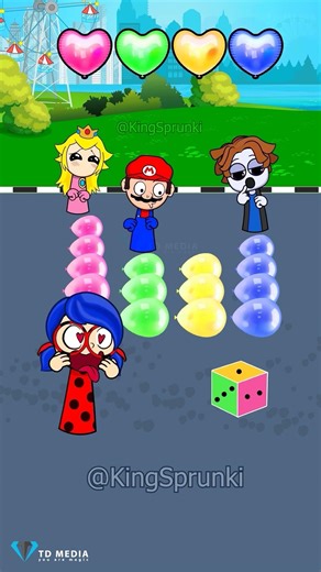 Sprunki Peach, Mario vs. Sprunki LadyBug, Roblox playing Balloon Battle 🎈 Guess who wins this game❓