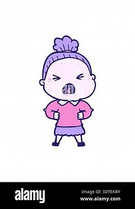 jiggle and pause animation of cartoon angry old woman Stock Video Footage - Alamy