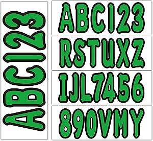 4 Sets 3" Marine Alpha-Numeric Registration Numbers and Letters Sticker Decal Kits for Boats & Personal Watercraft Green