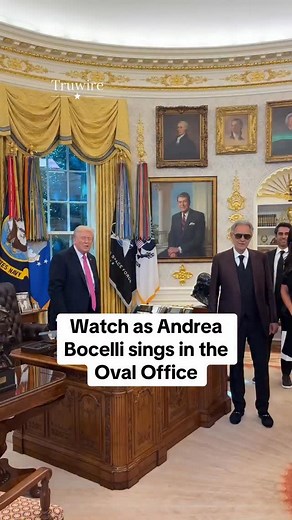 Truwire on Instagram: "Watch as Andrea Bocelli sings in the Oval Office"