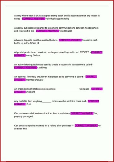 USPS Exam 421 SSA Academy Latest Update Exam 290 Questions with 100 Verified Correct A new video