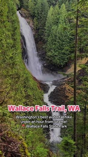 Wallace Falls Washington offers a classic hike with three stunning waterfall tiers and a steady 1,300 foot climb with lush forest, river views, and nonstop scenery all the way up, making it one of the most rewarding waterfall trails near Seattle. #waterfallsoftiktok #waterfallhike #hiking #washingtonstate #pnwonderland
