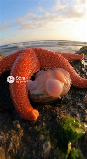 海星食殼行為 （Starfish Feeding on Shellfish）