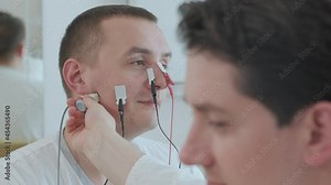 Patient nerves testing using electromyography at medical center