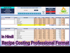 RECIPE COSTING FORMAT fully automatic..